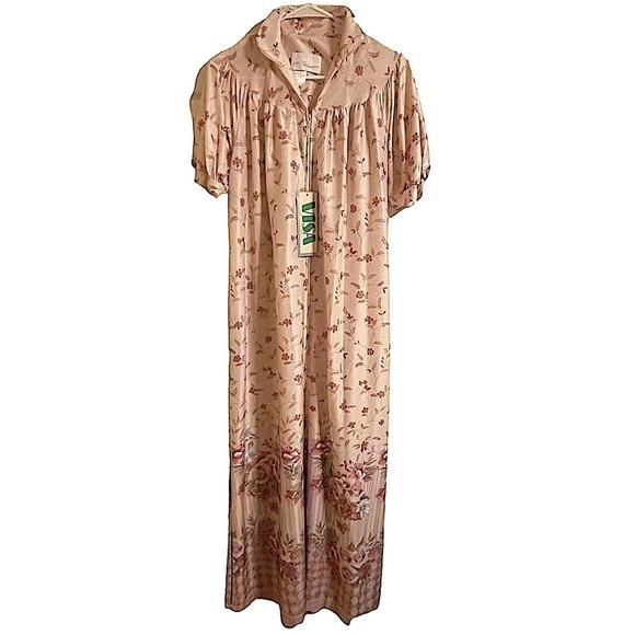 Nwt Deadstock Vintage 80's Visa Milliken Zip Front Robe Size Small